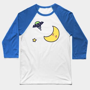 Moon and UFO Baseball T-Shirt